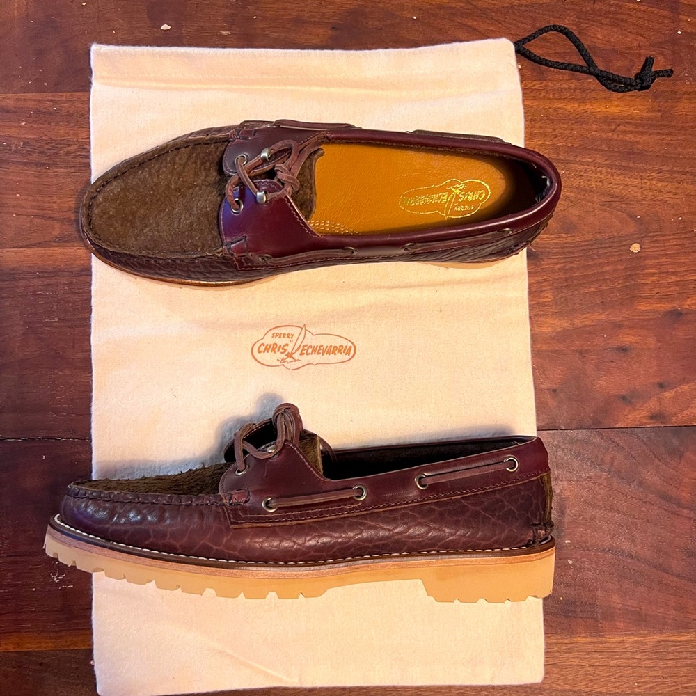 Sperry Top-Sider x Chris Echevarria A/O 2-Eye Lug Sole in Brown, size 12M